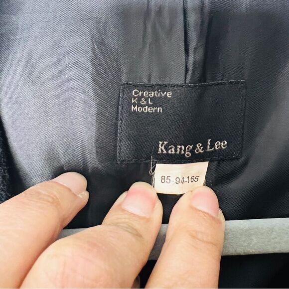 New Kang & Lee Black Wool one button Women's fitted Blazer Sz S with pockets - Picture 5 of 11
